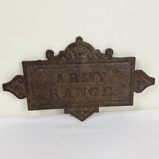 Antique Indian Wars Army Range Cook Stove Plaque Cast Iron Metal 15 x 8.5 picture