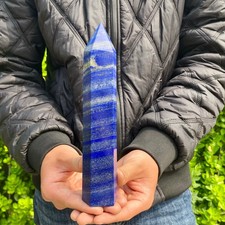 1.3LB  Large Natural lapis lazuli Quartz Crystal Obelisk Wand Point Healing Ston picture