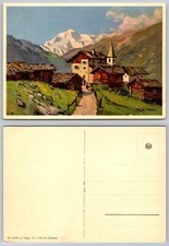 La Sage Val d'Hérens Switzerland Vintage Alpine Village Postcard Art by MöPa picture