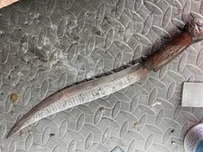 Vintage Philippine Visayan Plamingko Bolo Knife Carved Figural Hilt Hand Forged picture