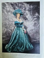  1952 Modess Because Sanitary Napkins Woman evening gown big hat vintage Ad  picture