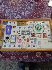 Vintage Junk Drawer With Silver US Quarter, Jewlery,  Militaria, Coins And More picture