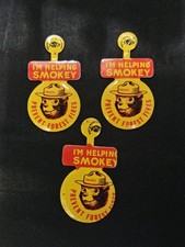 Vintage I'm Helping Smokey Prevent Forest Fires Metal Lapel Clip set of 3 picture