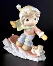 Adorable Porcelain Skating Figurine with Puppy picture