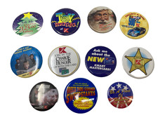 11 Vtg Kmart Employee Buttons Pinbacks Toy Mania Nascar Price Police Santa 1990s picture
