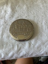 Copenhagen 2-Cowboys On Fence Snuff Can Lid Metal Tin Vintage Collectible picture