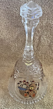 Vintage Decorative Crystal Dinner Bell Etched Teddy Bear and Basket 8