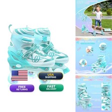 SMOOJOY Kids Roller Skates Girls Boys Glitter Light Up Wheels Adjustable Ages picture