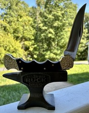 Custom Buck 110 1974-1980 Vintage Folding Hunter Finger Grooves Gold Nugget picture