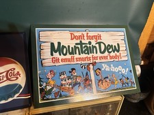 (3) metal advertising signs, Mtn. Dew, Sunbeam, Pepsi single sided tin picture