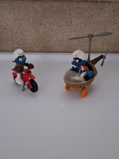 Vintage 1983 Super Smurfs Lot of 2-Motor Bike & Helicopter Figures Scheich Peyo picture