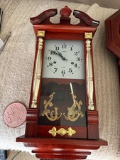 Camer 31-Day Wall Clock Wood Mechanical Pendulum Chime no key picture