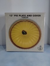 Vintage Sanor Ceramica Decorative Pumpkin Pie Plate & Lid Portugal  picture