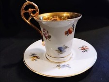 Antq Donath Levinsohn Petit Fleur Floral Demitasse Cup & Saucer Set Gold Lined picture