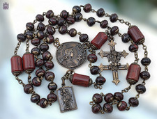 Joan of Arc Archangel Michael Rosary Bronze Heirloom | Red Jasper picture