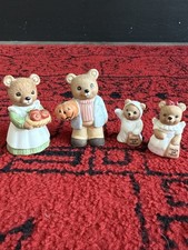 Vintage Homco Porcelain Halloween Fall Bear Family 5209 Trick Or Treat Pumpkin picture