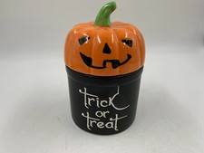 Eccolo Ceramic 8in Pumpkin Trick or Treat Canister AA01B09029 picture