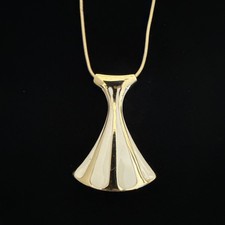Vintage Trifari Goldtone & Cream Enamel Pendant Necklace  picture