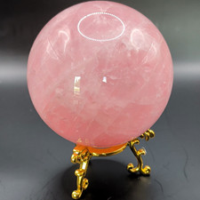 Large Pink Rose Quartz Crystal Sphere Ball 3.5