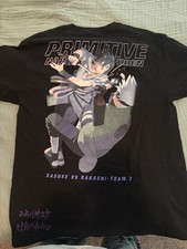 Primitive Naruto Shippuden Black T-Shirt Sasuke Uchiha vs Kakashi Hatake - L picture
