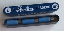Vintage SHEAFFER Fineline U Mechanical Pencil Erasers Blue NOS 3pk Metal Tin USA picture