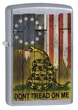 Zippo Don't Tread on Me with Flag Lighter, Street Chrome NEW IN BOX picture
