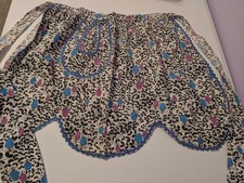 Vintage Half Apron Kitchen Laundry Farmhouse Pocket Abstract Pattern w Rick Rack picture