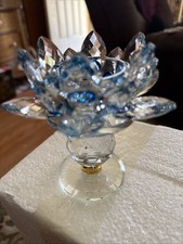 Breathtaking And So Pretty Is This Crystal Blue Lotus Tea Light Candle Holder picture