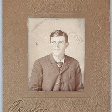 c1900s Handsome Young Man Suit Tie Portrait Mini Photo Taylor Studio Antique Vtg picture