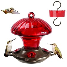 Hummingbird Feeder, Auslar 15 Ounces Glass Hummingbird Feeders for Outdoors Hang picture