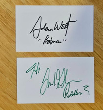 ADAM WEST SIGNED & FRANK GORSHIN SIGNED 3x5 INDEX CARD AUTOGRAPH - BATMAN picture