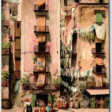 1903 Naples, Italy Santa Lucia Street View Postcard Stengel Litho Milwaukee WI picture