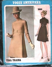 2068 Vintage Vogue Sewing Pattern Misses 1960s Teal Traina Dress 8 Americana OOP picture