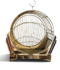 Rare Vintage Crown Art Deco Bird Cage, Circa 1930 - Chrome, 16”x 16”x 10” picture