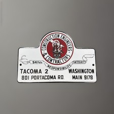 TACOMA WA Porcelain Construction Engineers & Contractors Advertising Sign REPOP picture