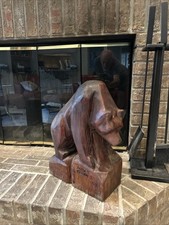 Hand Carved Wood Bear Vtg 1988 James Penney Signed Folk Art Sculpture 19” 26 Lb picture