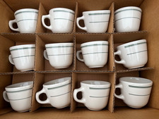 lot of 12 Vintage Homer Laughlin Best China Restaurant Ware Mugs w/Green Stripes picture