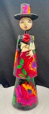 VTG ABELARDO RUIZ PAPER MACHE WOMAN WITH HAT CANDLE HOLDER 14