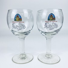 2pk LEFFE Belgian Beer Glass Chalice Goblet Abbaye de Abdij van Leffe 25cl 8.5oz picture