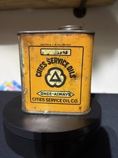 RARE Vintage Cities Service Oils 1/8th Gallon Square Metal Motor Oil Can picture