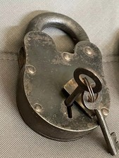 5'' padlock Antique old heavy iron Working lock with 2 keys Lock picture