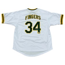 Rollie Fingers Autographed Oakland (White #34) Custom Jersey- JSA picture