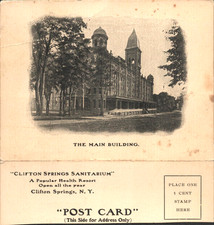 1910s CLIFTON SPRINGS SANITARIUM antique dinner menu mailer STATE OF NEW YORK picture