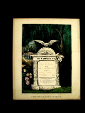CIVIL WAR CURRIER & IVES SOLDIER MEMORIAL  KILLED CEDAR CREEK VA COLOR LITHOGRPH picture