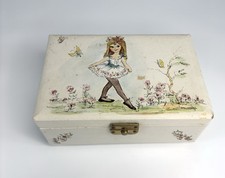 Vintage Jewelry Music Box Medaya & Co 1966  Ballerina Turquoise Lined picture
