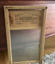 Vintage The Glass King Lingerie #863 Ribbed Glass & Wood National Washboard Co. picture