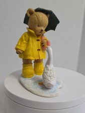 Vintage 1996 ANCO O'Bear Family Teddy Bear Goose Raincoat Umbrella Figurine picture