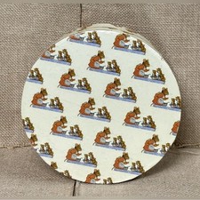 Mother Mouse And Babies Paper Mache Pantry Box Round Storage Fairy Tale Fantasy picture