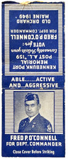 1949 Fred P OConnell American Legion Dept Commander Maine Matchcover Vintage picture