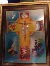 Jesus Foil Art Christ's Story 1992 Wall Plaque 7x9 Religious Christian Stunning picture